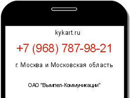 Информация о номере телефона +7 (968) 787-98-21: регион, оператор