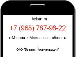 Информация о номере телефона +7 (968) 787-98-22: регион, оператор