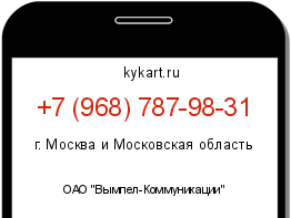 Информация о номере телефона +7 (968) 787-98-31: регион, оператор