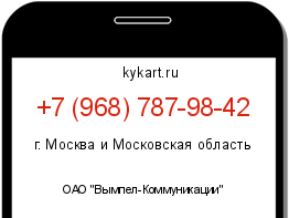 Информация о номере телефона +7 (968) 787-98-42: регион, оператор