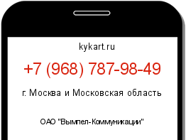 Информация о номере телефона +7 (968) 787-98-49: регион, оператор