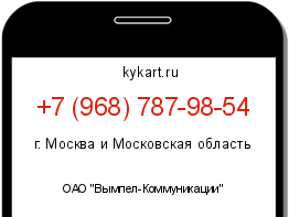 Информация о номере телефона +7 (968) 787-98-54: регион, оператор
