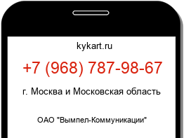 Информация о номере телефона +7 (968) 787-98-67: регион, оператор