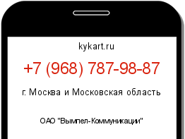 Информация о номере телефона +7 (968) 787-98-87: регион, оператор