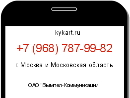 Информация о номере телефона +7 (968) 787-99-82: регион, оператор