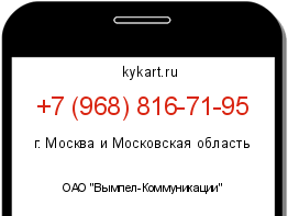 Информация о номере телефона +7 (968) 816-71-95: регион, оператор