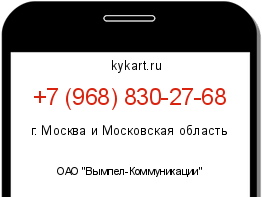 Информация о номере телефона +7 (968) 830-27-68: регион, оператор