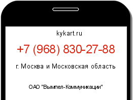 Информация о номере телефона +7 (968) 830-27-88: регион, оператор
