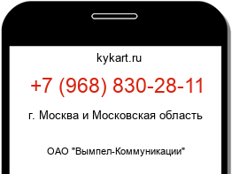 Информация о номере телефона +7 (968) 830-28-11: регион, оператор