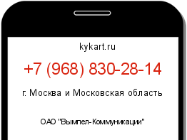 Информация о номере телефона +7 (968) 830-28-14: регион, оператор