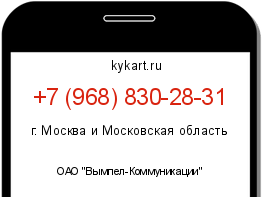 Информация о номере телефона +7 (968) 830-28-31: регион, оператор