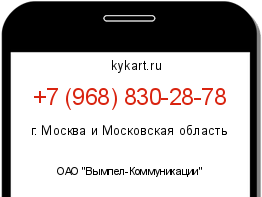 Информация о номере телефона +7 (968) 830-28-78: регион, оператор