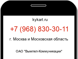 Информация о номере телефона +7 (968) 830-30-11: регион, оператор