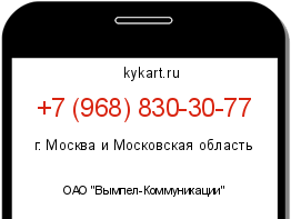 Информация о номере телефона +7 (968) 830-30-77: регион, оператор