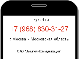 Информация о номере телефона +7 (968) 830-31-27: регион, оператор