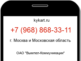 Информация о номере телефона +7 (968) 868-33-11: регион, оператор