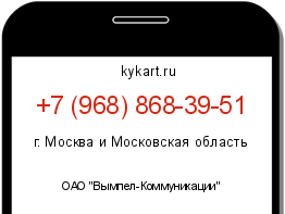 Информация о номере телефона +7 (968) 868-39-51: регион, оператор