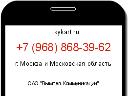 Информация о номере телефона +7 (968) 868-39-62: регион, оператор