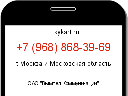 Информация о номере телефона +7 (968) 868-39-69: регион, оператор