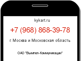 Информация о номере телефона +7 (968) 868-39-78: регион, оператор