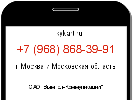 Информация о номере телефона +7 (968) 868-39-91: регион, оператор