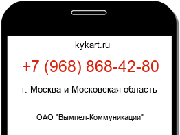 Информация о номере телефона +7 (968) 868-42-80: регион, оператор