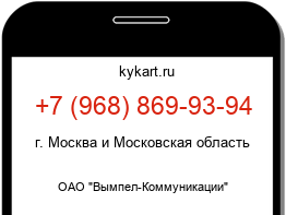Информация о номере телефона +7 (968) 869-93-94: регион, оператор