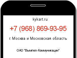 Информация о номере телефона +7 (968) 869-93-95: регион, оператор