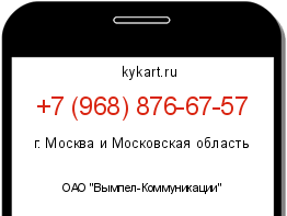 Информация о номере телефона +7 (968) 876-67-57: регион, оператор
