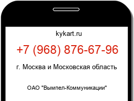 Информация о номере телефона +7 (968) 876-67-96: регион, оператор