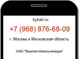 Информация о номере телефона +7 (968) 876-68-09: регион, оператор