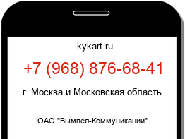 Информация о номере телефона +7 (968) 876-68-41: регион, оператор