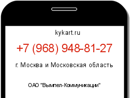Информация о номере телефона +7 (968) 948-81-27: регион, оператор
