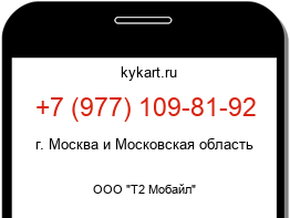 Информация о номере телефона +7 (977) 109-81-92: регион, оператор