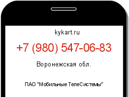 Информация о номере телефона +7 (980) 547-06-83: регион, оператор