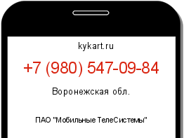Информация о номере телефона +7 (980) 547-09-84: регион, оператор