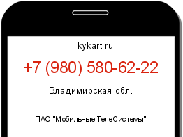 Информация о номере телефона +7 (980) 580-62-22: регион, оператор