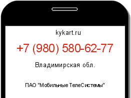 Информация о номере телефона +7 (980) 580-62-77: регион, оператор