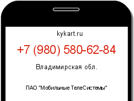 Информация о номере телефона +7 (980) 580-62-84: регион, оператор