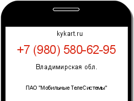 Информация о номере телефона +7 (980) 580-62-95: регион, оператор