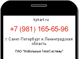Информация о номере телефона +7 (981) 165-65-96: регион, оператор