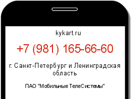 Информация о номере телефона +7 (981) 165-66-60: регион, оператор