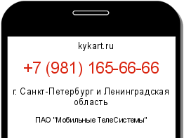 Информация о номере телефона +7 (981) 165-66-66: регион, оператор