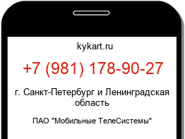 Информация о номере телефона +7 (981) 178-90-27: регион, оператор