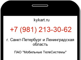 Информация о номере телефона +7 (981) 213-30-62: регион, оператор