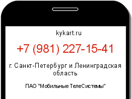 Информация о номере телефона +7 (981) 227-15-41: регион, оператор