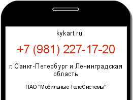 Информация о номере телефона +7 (981) 227-17-20: регион, оператор