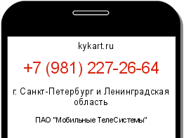 Информация о номере телефона +7 (981) 227-26-64: регион, оператор