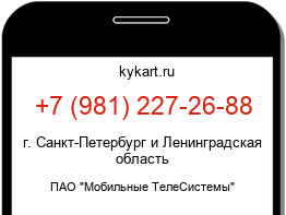 Информация о номере телефона +7 (981) 227-26-88: регион, оператор