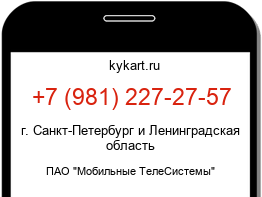 Информация о номере телефона +7 (981) 227-27-57: регион, оператор